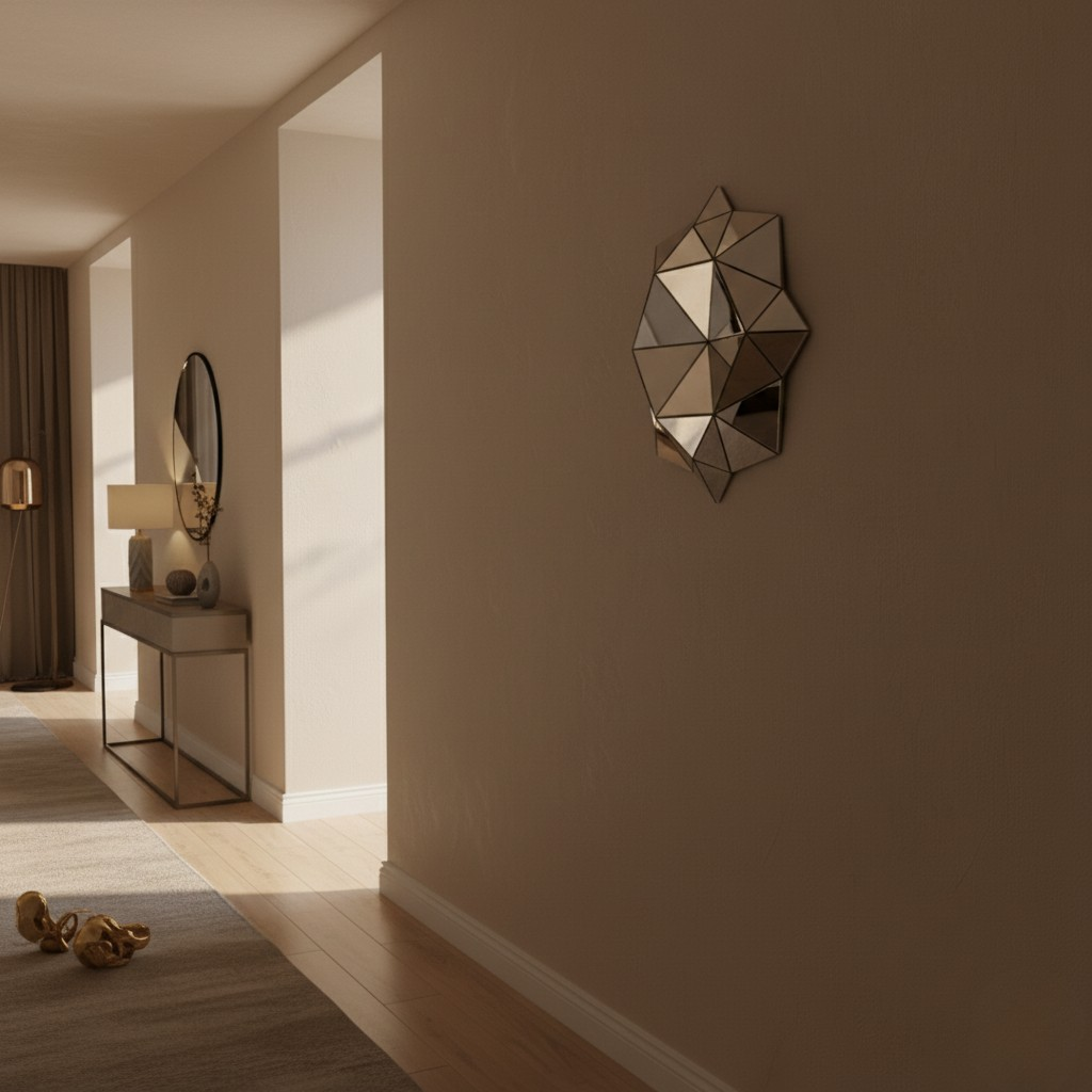 Geometric Faceted Mirror Wall Art