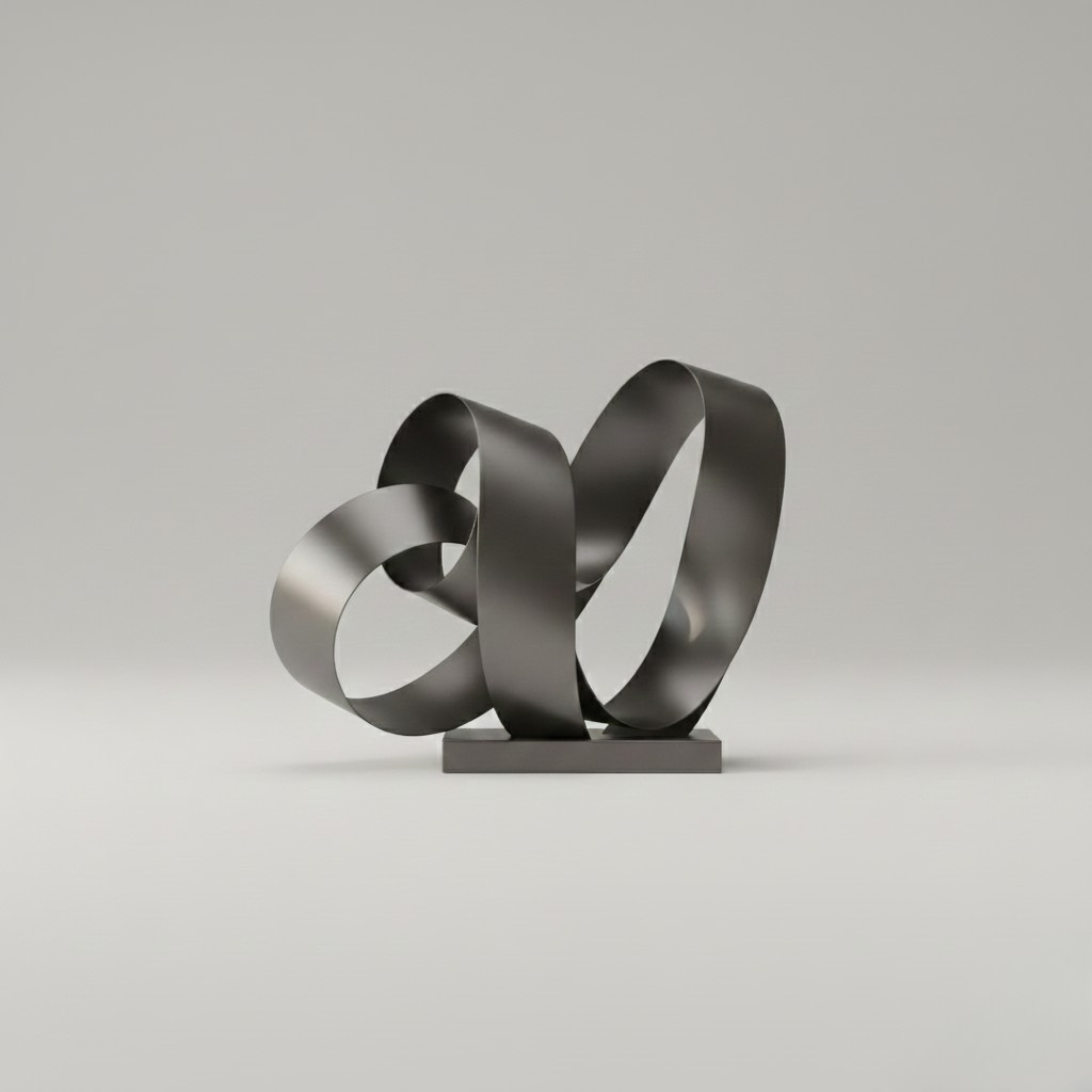 Matte Black Ribbon Loop Sculpture