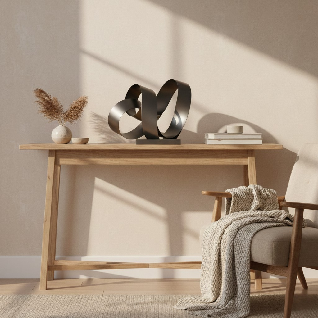 Matte Black Ribbon Loop Sculpture