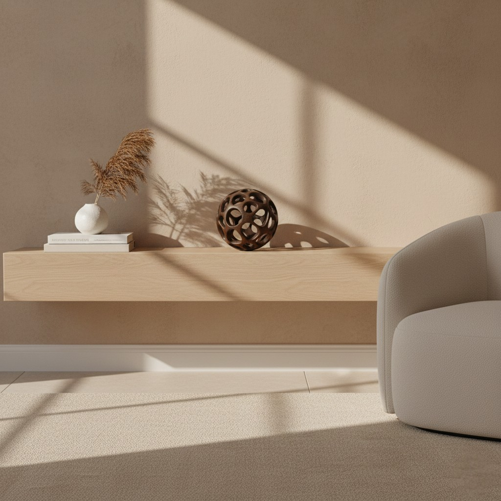 Organic Carved Wood Sphere Sculpture