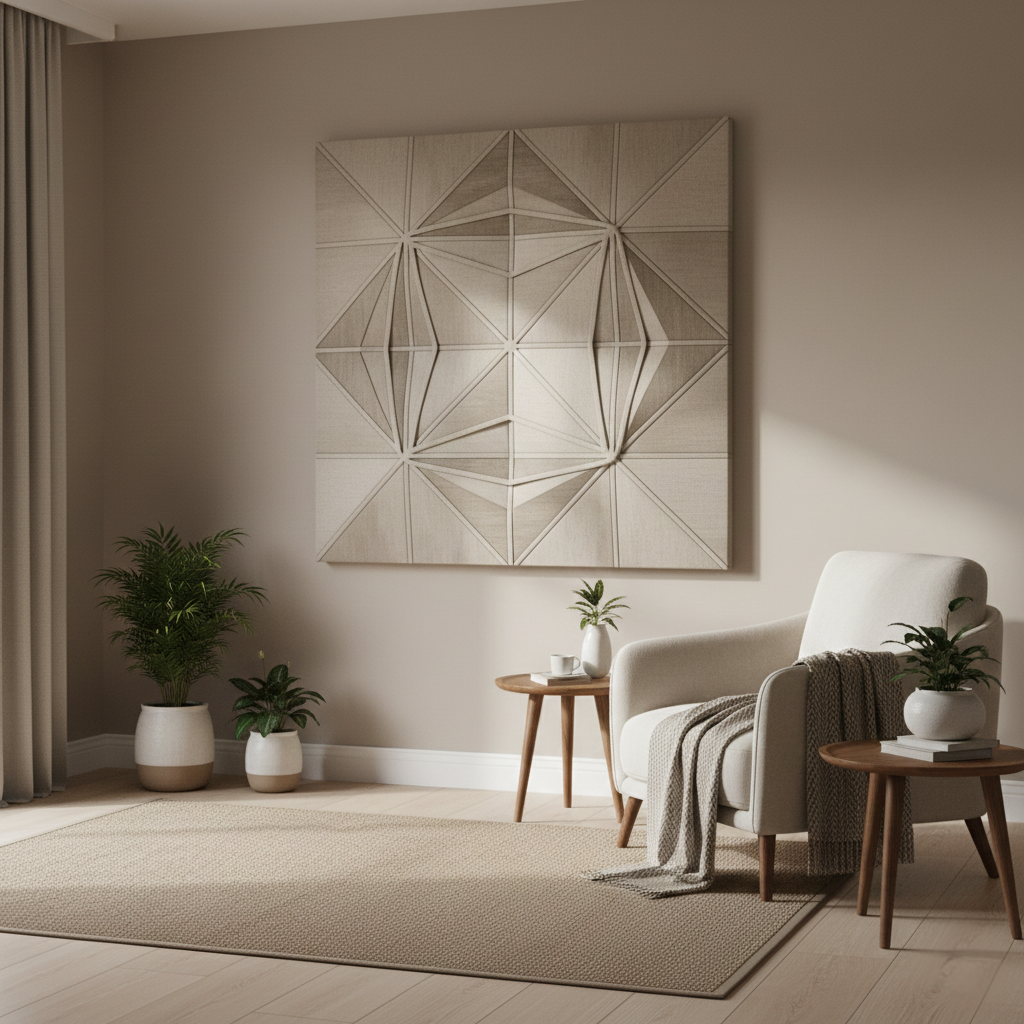 Geometric Fabric Relief Wall Art Panel